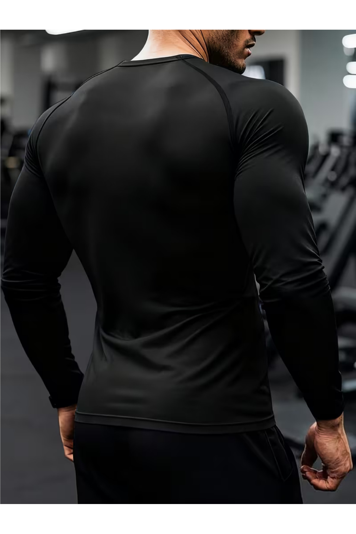 AY10 Compression Uzun Kol Futbol Body Uzun Kol Fitness Body Gym Body Sporcu Uzun Kol Fitness Body Siyah görsel 6