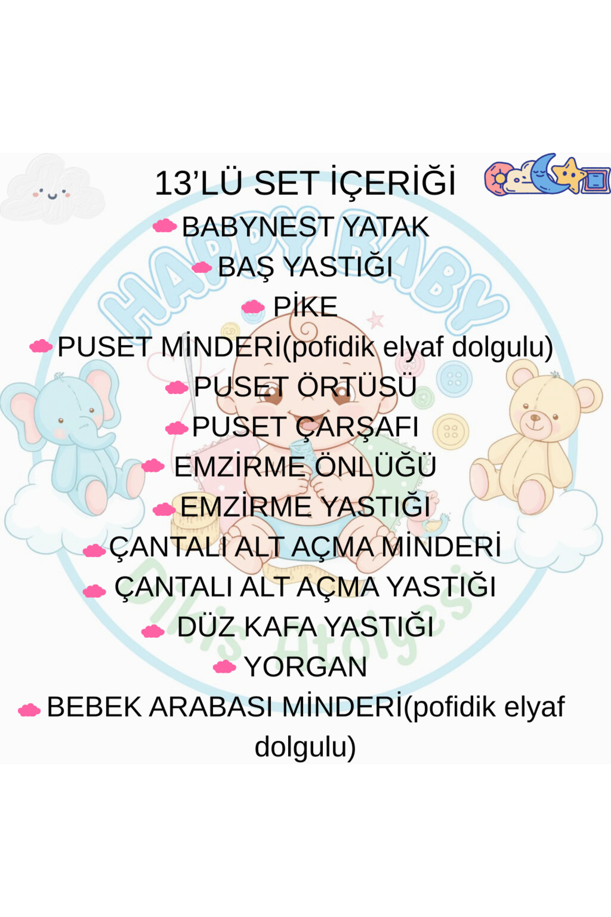 Happy Baby Dikiş Atölyesi 13’lü Babynest Puset Örtüsü Alt Açma Emzirme Yastığı Ana Kucağı Bebek Arabası Minderi fotoğrafı 3 (önizleme)