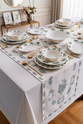 RUBİ PORSELEN Vintage Flowers Green 48 Parça 12 Kişilik Porselen Yemek Takımı...