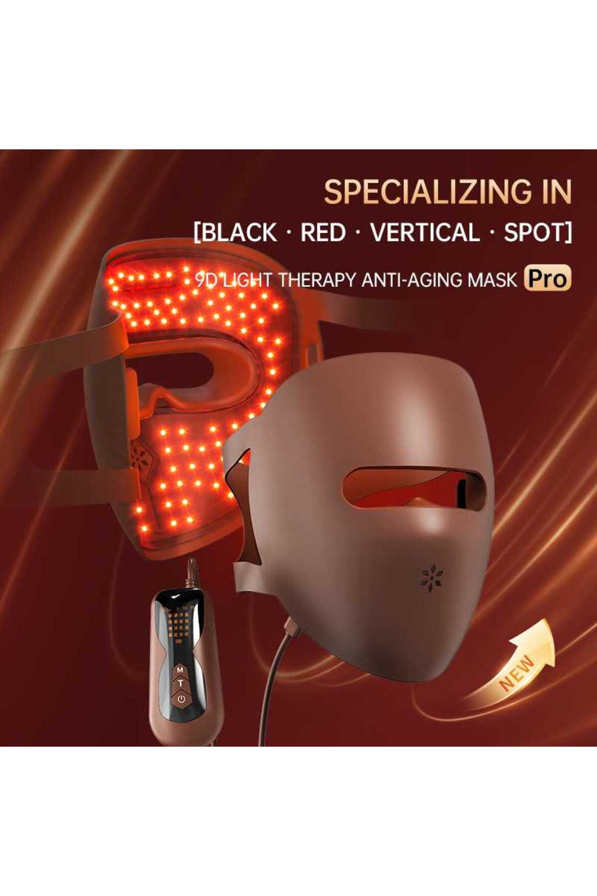 9D Işık Terapisi Cilt Yenileme Maskesi - Işıkla Gelen Profesyonel Cilt Yenileme Deneyimi- Anti-Aging — قهوه‌ای V-F239Pro