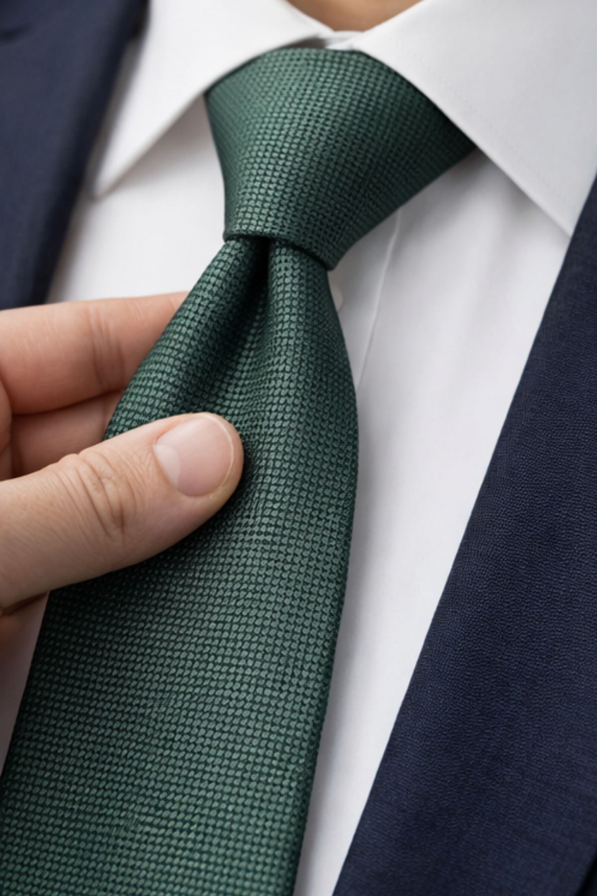 Gambocci  Erkek Yeşil Armürlü Mendilli Kravat - Görsel 2