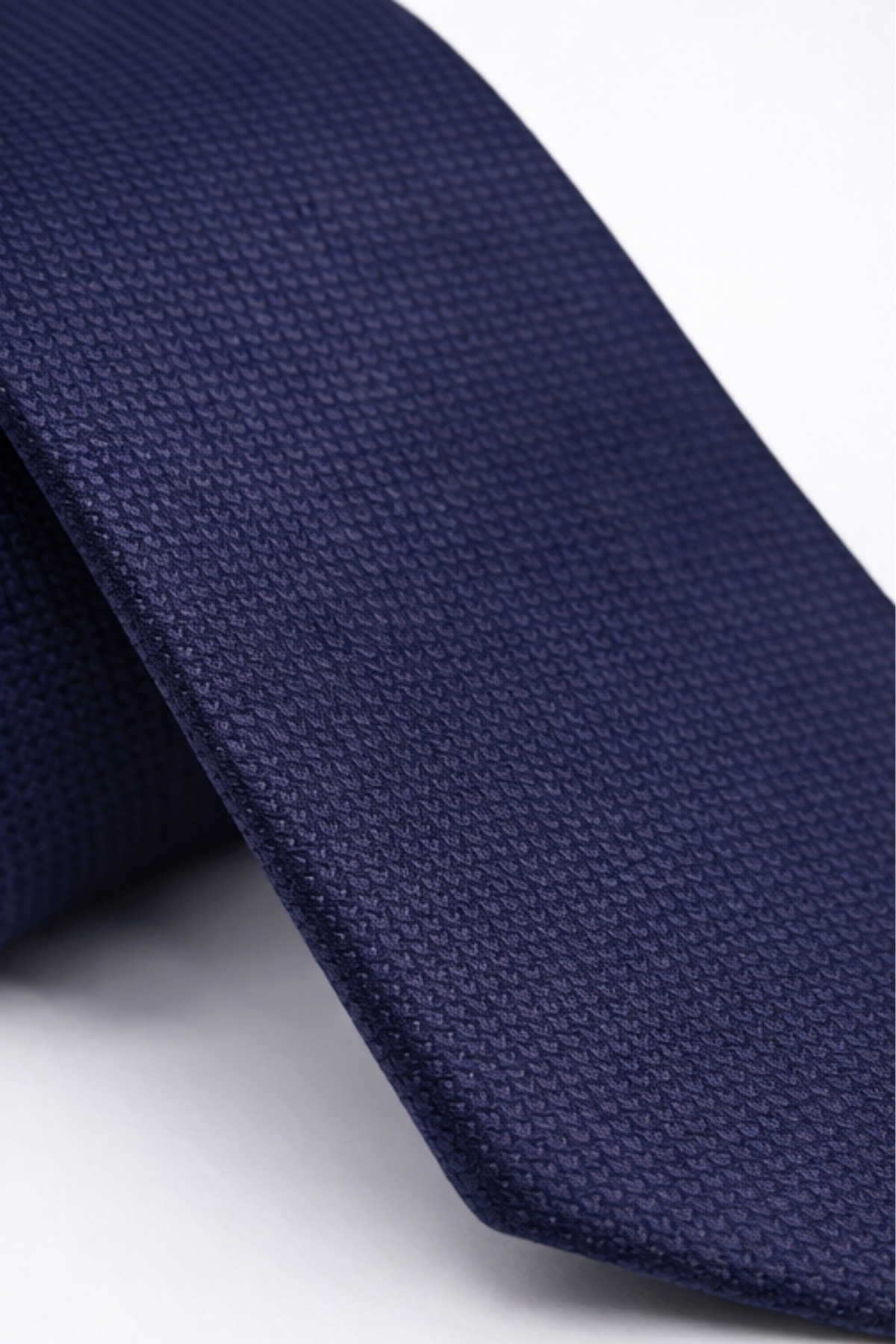 Gambocci  Erkek Lacivert Armürlü Mendilli Kravat - Görsel 4