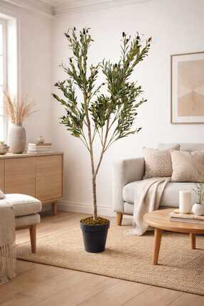 MAKİ DEKOR YAPAY ZEYTİN 150 CM BOYUNDA DEKORATİF MODERN İÇ MEKAN SALON OFİS A...