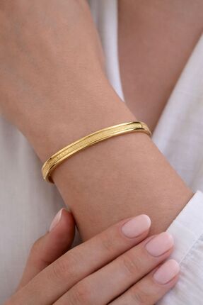 BY YASİN TOPÇU 💫 Gold Renk Simli Detaylı Şık Kelepçe 💫