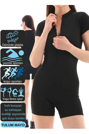 mrm pro Kadın Deniz Tulumu Spor Mayo Önden Fermuar Detaylı Hızlı Kurur Su Tut...
