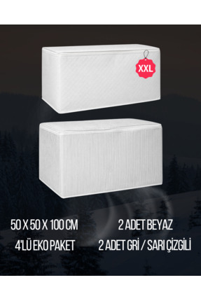 NO BRAND 4’lü Yatak Altı Hurç Seti 90x50x50 cm – Büyük Boy Fermuarlı Yorgan &...