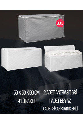 NO BRAND 4’lü Yatak Altı Hurç Seti 90x50x50 cm – Büyük Boy Fermuarlı Yorgan &...