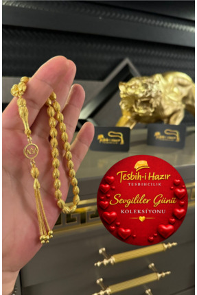 Tesbih-i Hazır Tesbihçilik AĞALARA ÖZEL AĞA TESBİHİ 18 gr. 14 AYAR ALTIN KAPL...