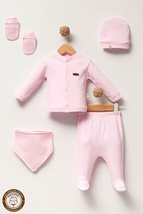 MAHFEL Şeker Pembe Yumuşacık 5'li Yenidoğan Bebek Hastane Çıkış Seti