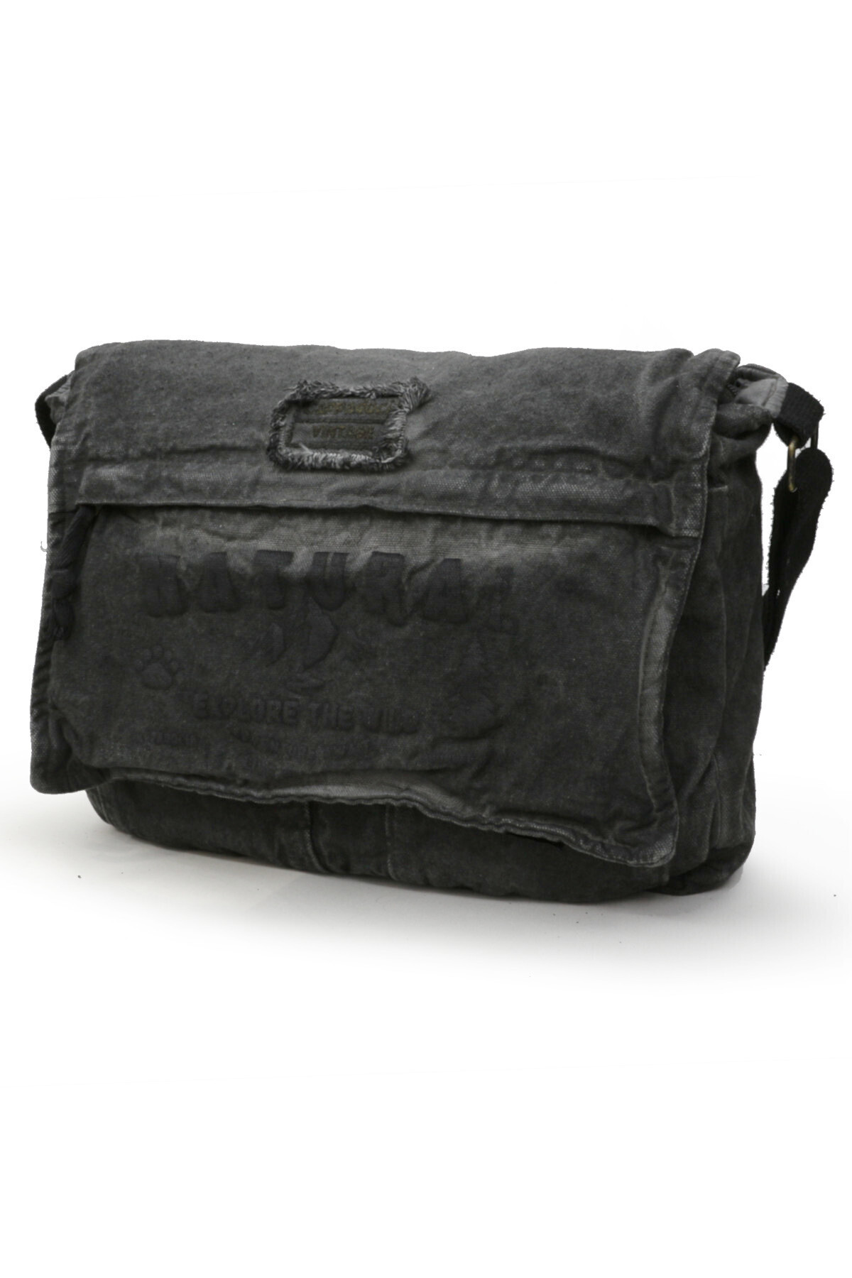 Cappadocia Vintage  4028 Siyah Salaş Omuz Çantası Pamuk Kanvas Postacı Laptop Okul Seyahat Günlük Vintage Retro