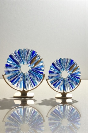 Home Füzyon Cam Dekor GOLD 2’li Set - Füzyon Cam Disk - Ofis/ Ev Hediye