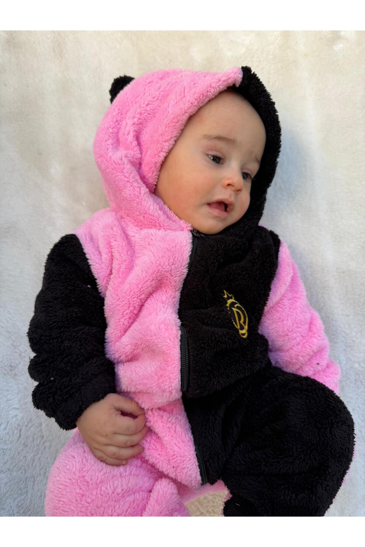Minizade Welsoft Peluş Fermuarlı Kışlık Ponponlu Palyaço Kız Bebek Uyku Tulumu fotoğrafı 4 (önizleme)