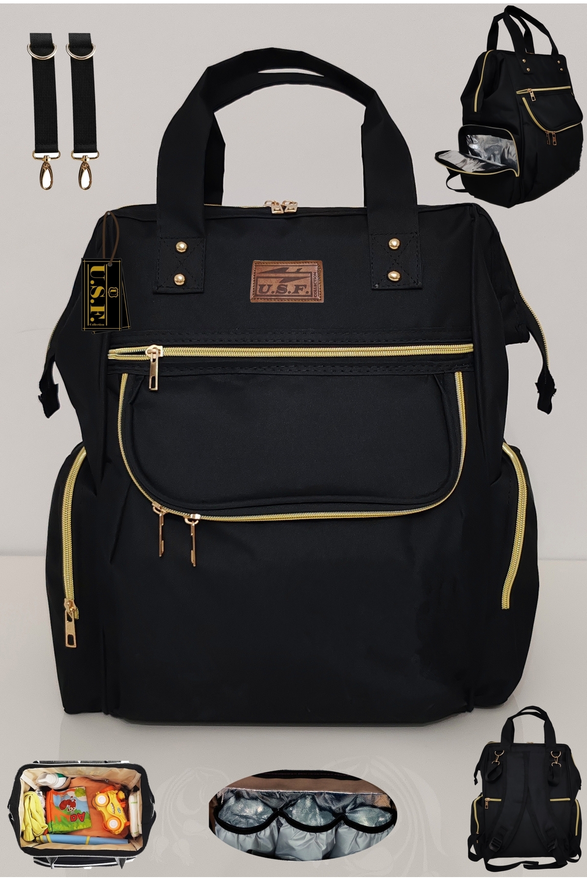 USF Portbebe Ana Kucağı Puset Bebek Taşıma Anne Bebek Bakım Çantası - Ikili Set fotoğrafı 3 (önizleme)