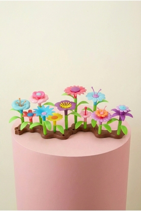 BubbyPlay 52 Parça Çiçek Bahçesi Yapım Seti Eğitici Blok Oyuncak Montessori Z...