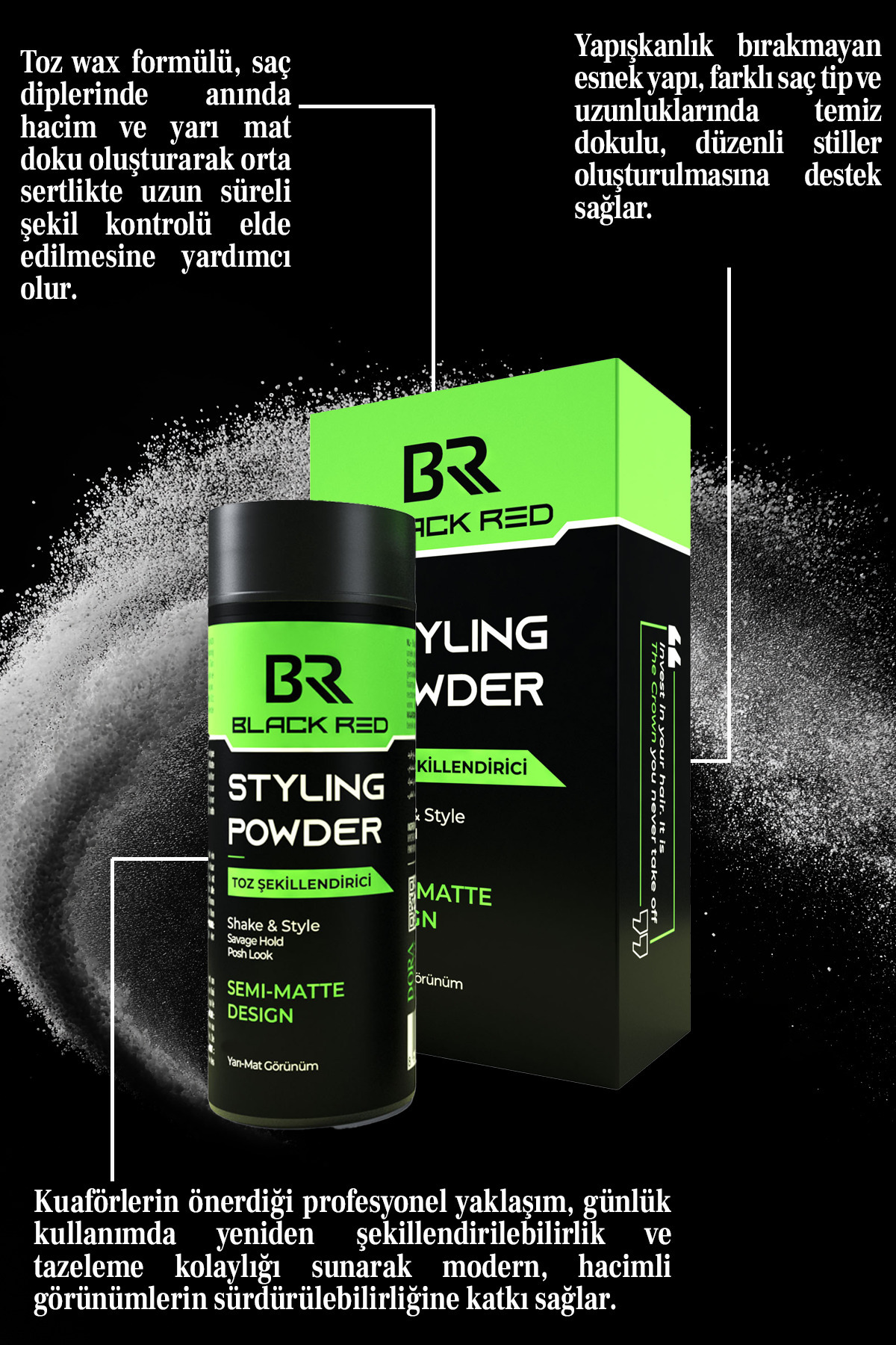 واکس پودری حالت دهنده مو برای حجم دهی و ظاهری نیمه مات - واکس پودری نیمه مات - 20 گرم — BRSMTW1000-T — تصویر 2 از 4