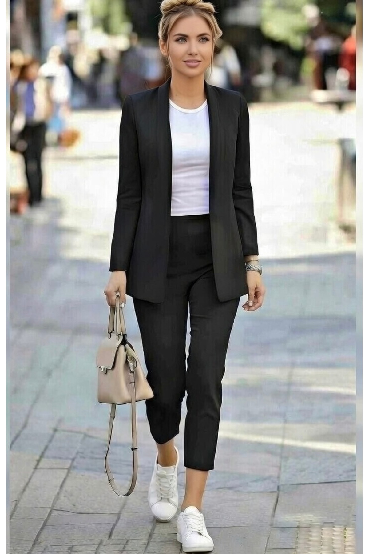 rengastyle Комплект з атласної тканини: піджак і штани (чорний)