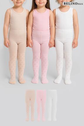 BELİNOPLUS 3 Lü Paket Jakar Desenli Kız Bebek Pamuklu Külotlu çorap