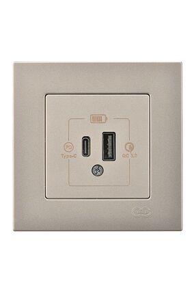 Günsan Günsan Eqona Metalik Bej Şarj Prizi 20W QC3.0 PD Type-C + USB Çift Çık...