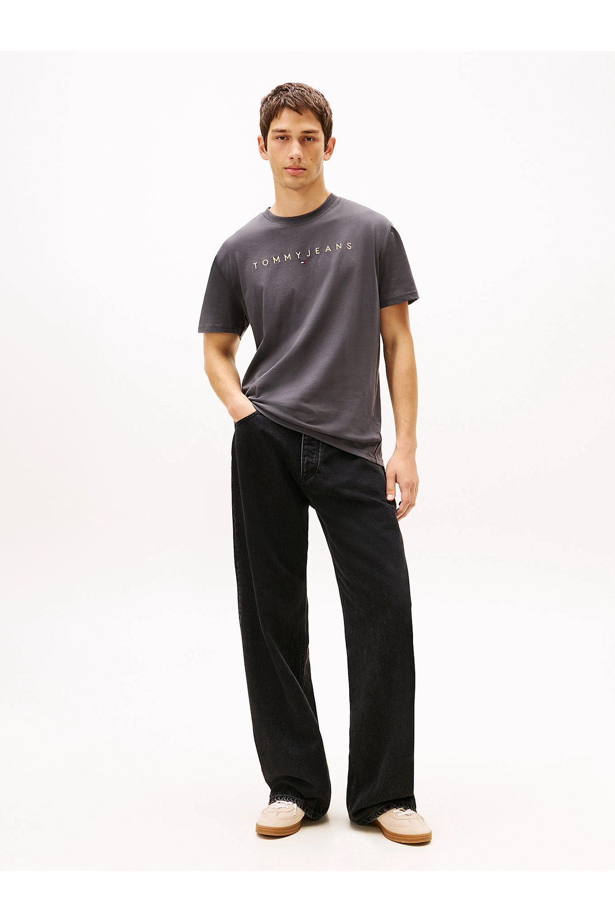 Tommy Hilfiger  Erkek Gri Regular Fit T-Shirt - Görsel 2