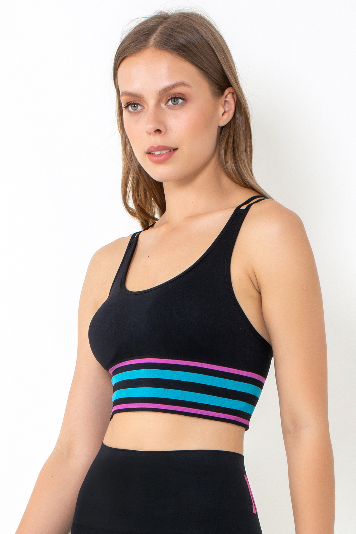 MioFit Energy Blok Çizgili Destekli Seamless Spor Sütyeni görsel 3