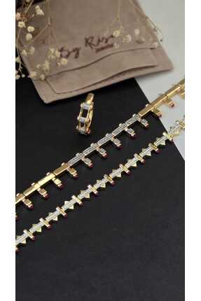 stainless steel VIP Gold Zirkon Taş Detay Bileklik