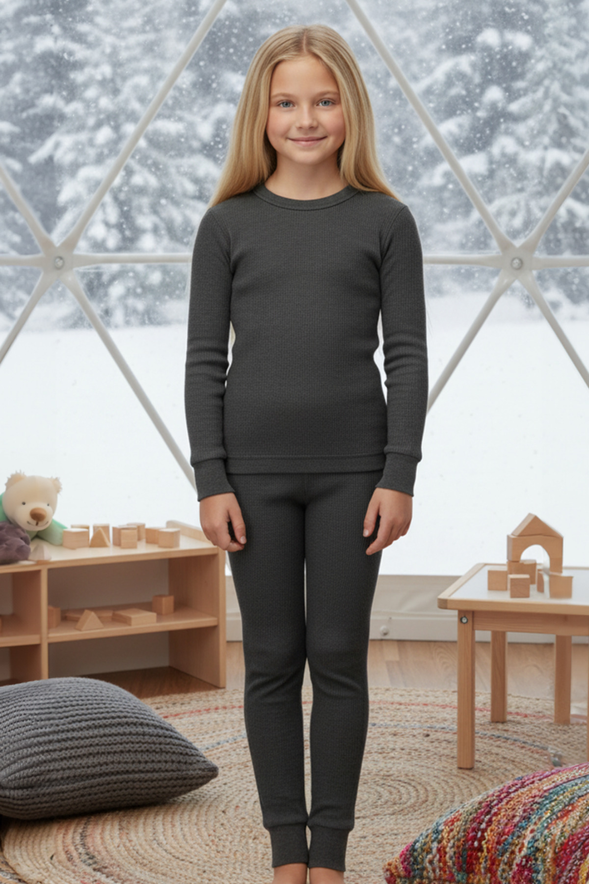 Thermoform Soft Balıkçı Yaka Çocuk Termal Içlik Set Antrasit fotoğrafı 3 (önizleme)