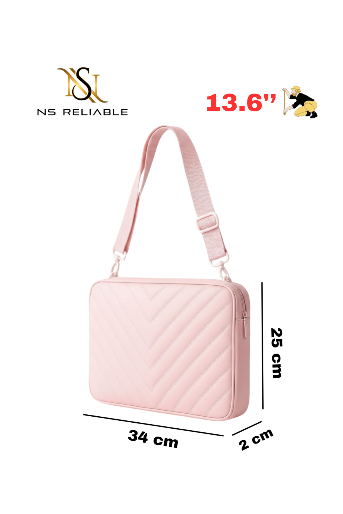 NS reliable  TAM AÇILABİLİR Pembe Suni Deri Laptop Kılıfı ve MacBook Çantası 11 /13.6/15.6 inç M2/M3 Uyumlu Kılıf - Görsel 6