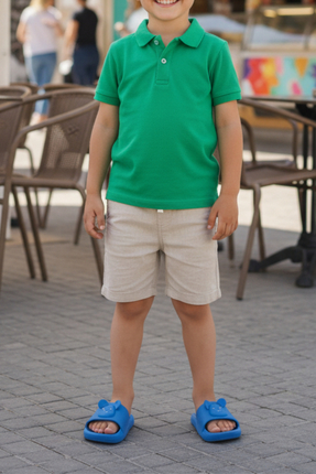 Büşra Çetin Günlük Kaydırmaz Tabanlı Hayvan Kabartma Desenli Mavi Çocuk Terlik