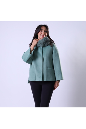 baydemir tekstil Hakiki Tilki Kürklü Hakim Yaka Kaşe Kaban