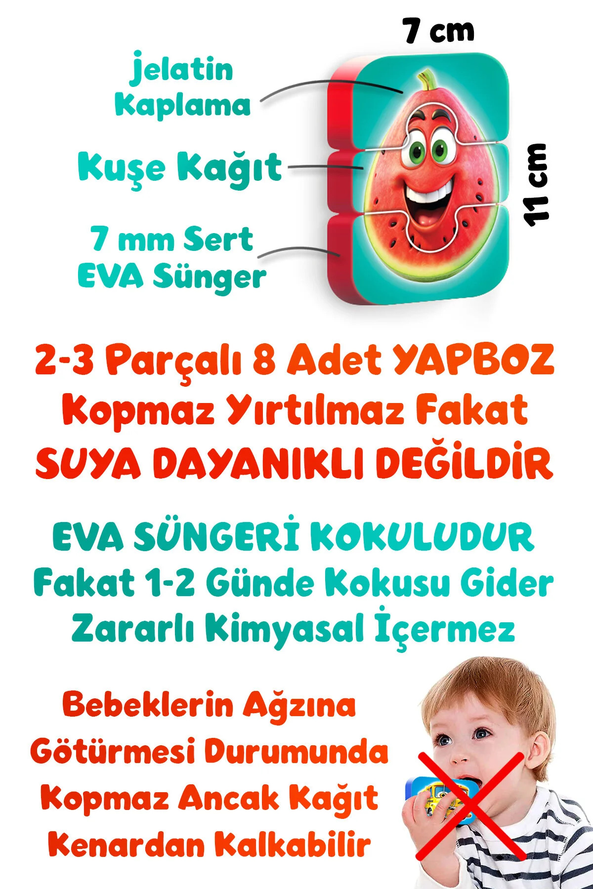 EVAKANCA 2-3 Parçalı Bebek Yapbozu Meyve Sebzeler fotoğrafı 2 (önizleme)