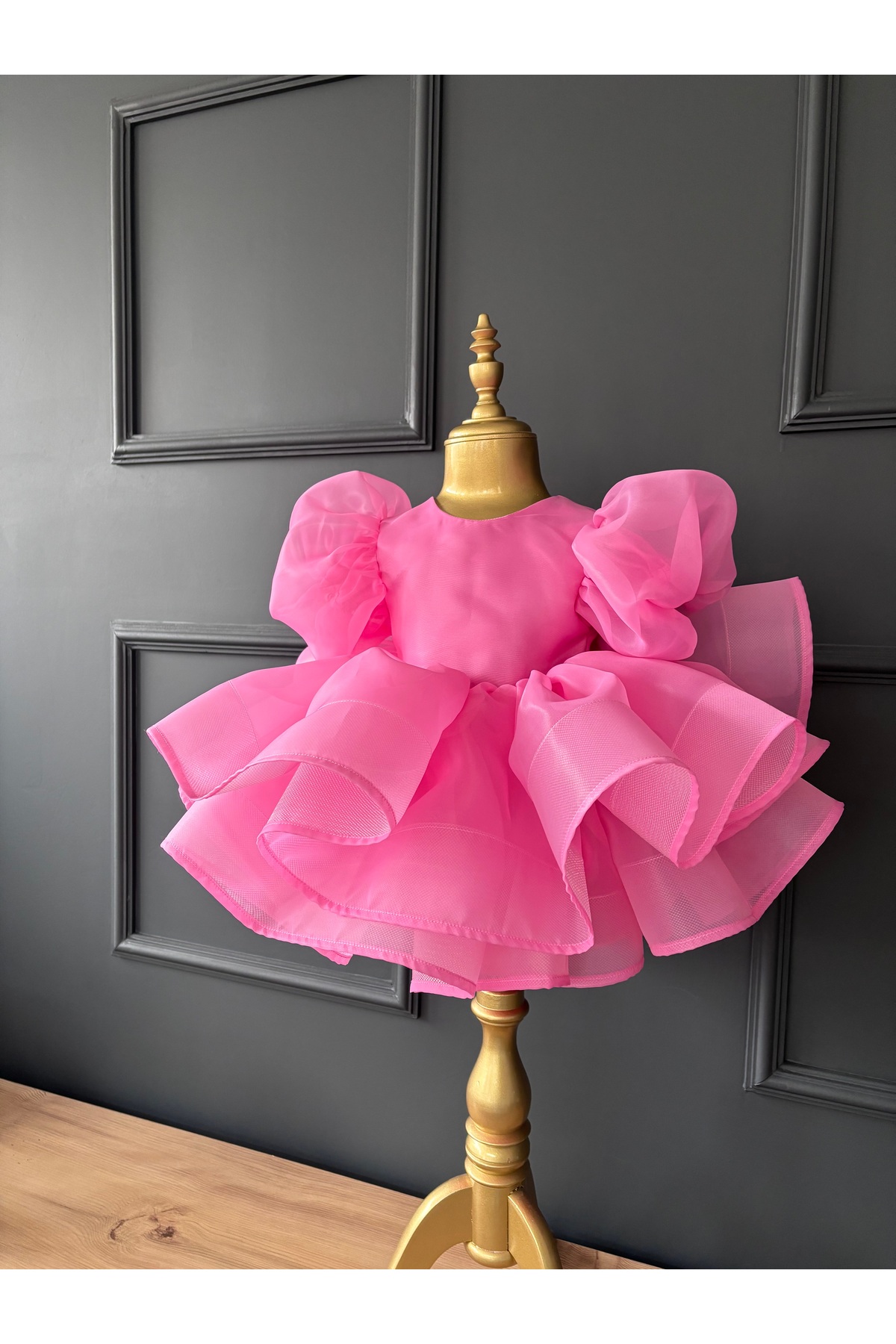 Laresse  Balon Kollu Tokalı Kız Çocuk Abiye Elbise - Görsel 4