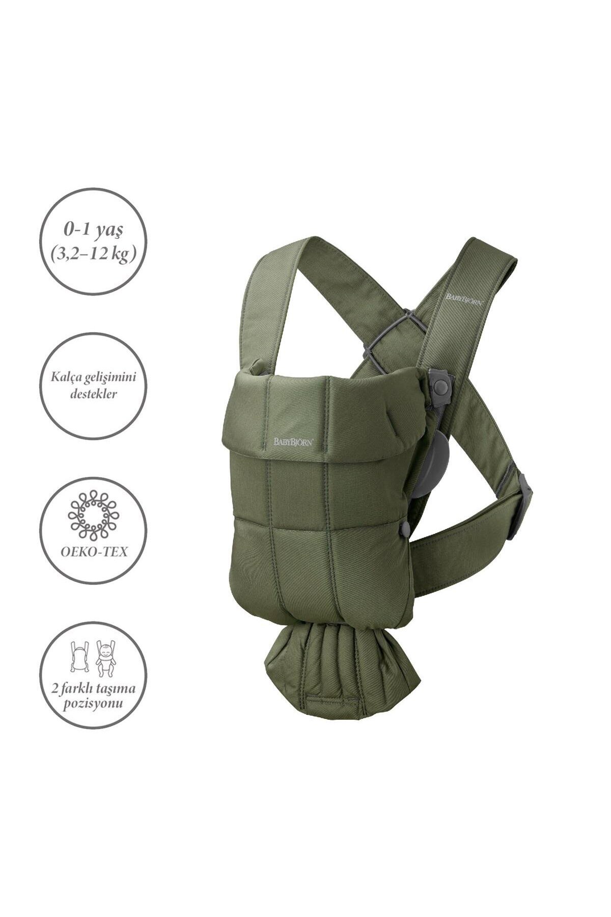 BabyBjörn Kanguru Mini Woven Dark Green fotoğrafı 2 (önizleme)