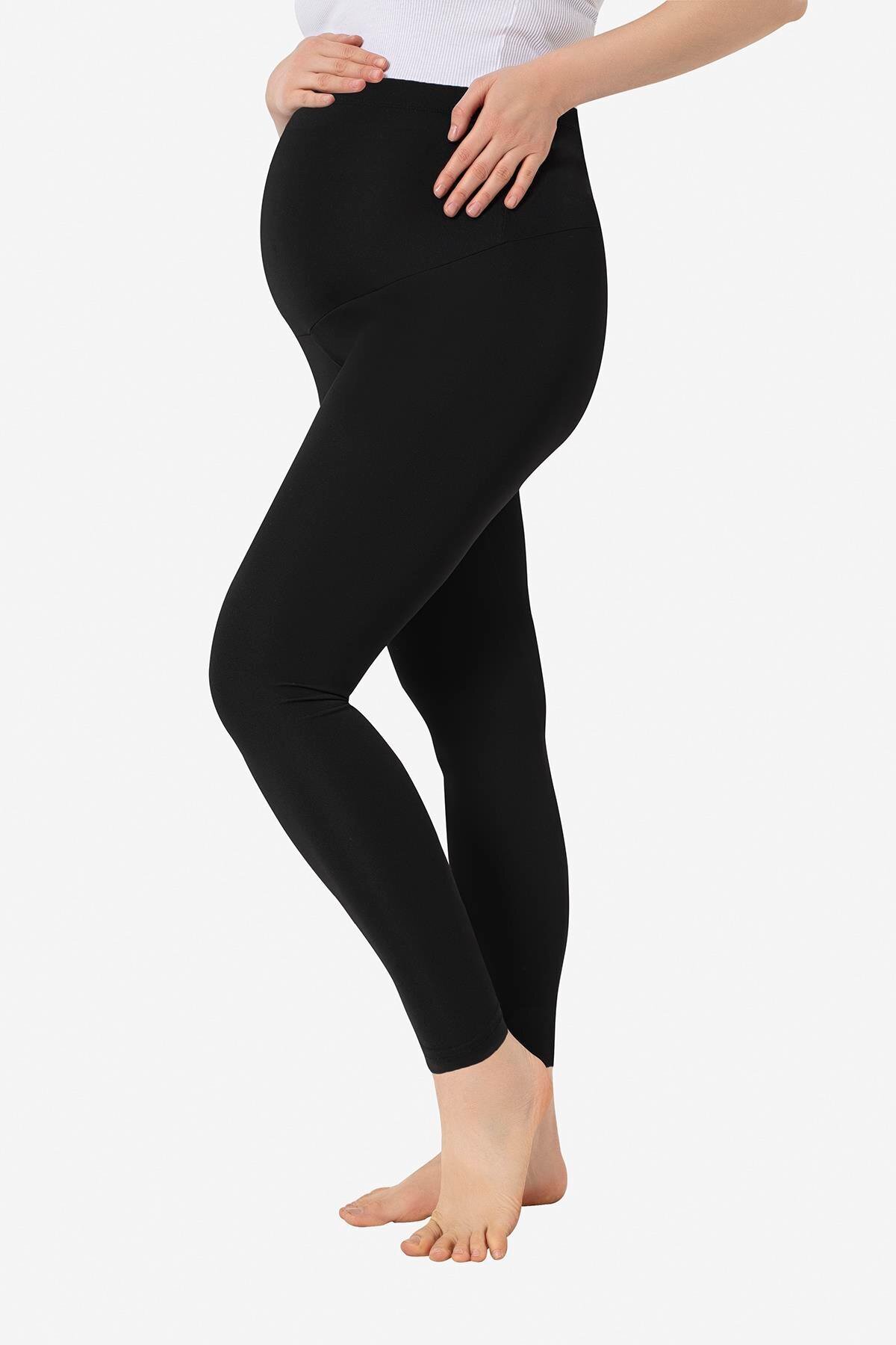 Arma Yıldız Beli Ayarlanabilir Siyah Esnek Yüksek Bel Hamile Tayt fotoğrafı 4 (önizleme)