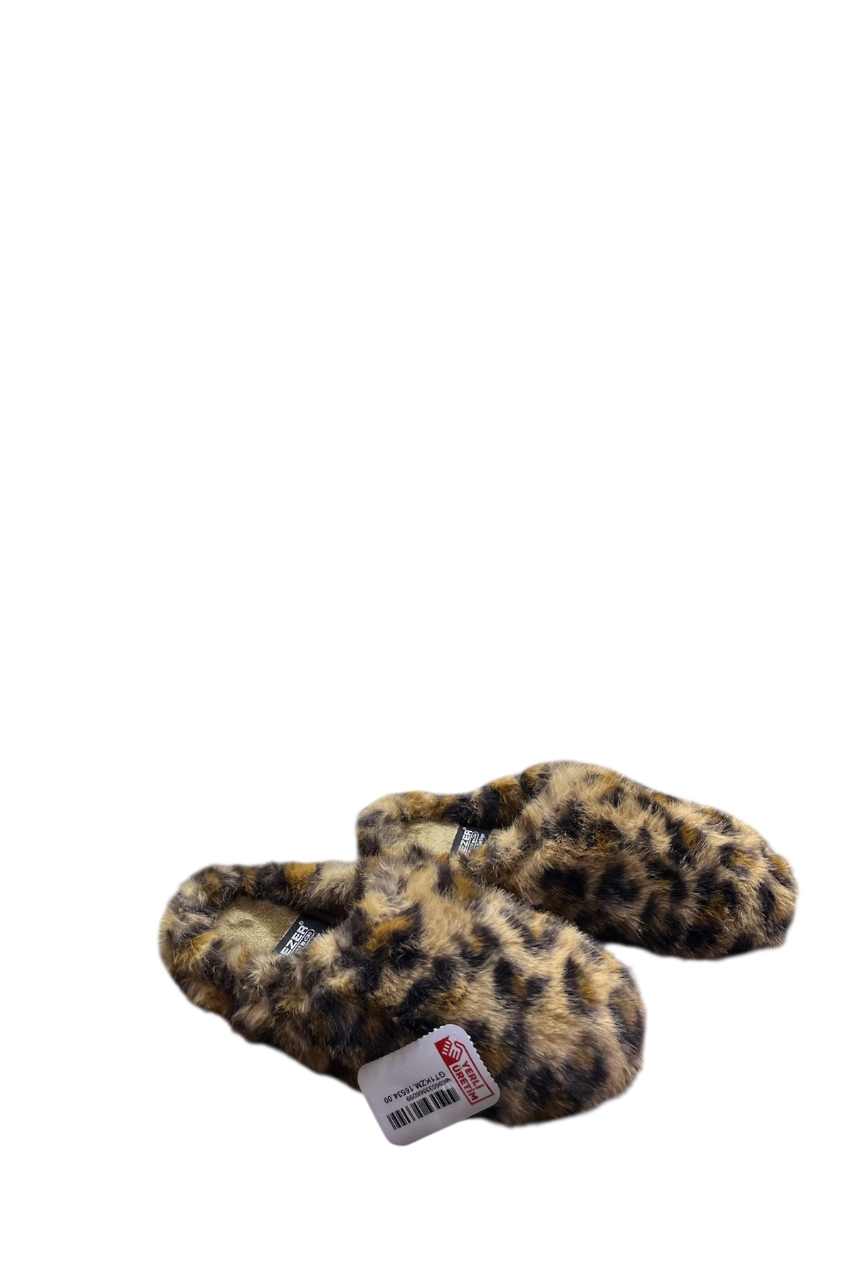 GEZER leopar desenli ortopedik kışlık içeri terlik görsel 4