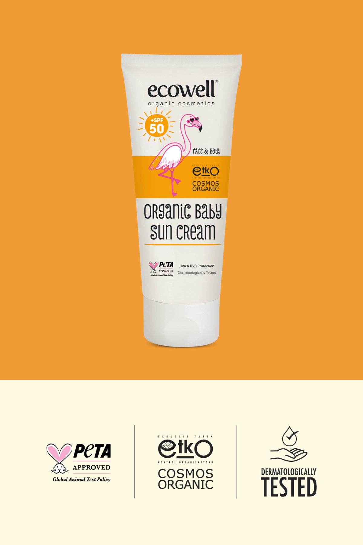Ecowell Organik Bebek Güneş Kremi Spf 50, Vegan Sertifikalı, Mineral Filtre, Uva & Uvb Yüksek Koruma 110gr fotoğrafı 3 (önizleme)