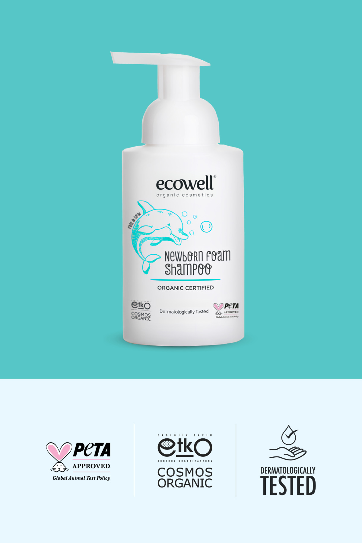 Ecowell Organik Yenidoğan Bebek Saç Ve Vücut Köpük Şampuanı Vegan Sertifikalı Konak Önleyici Kokusuz 300 ml fotoğrafı 3 (önizleme)