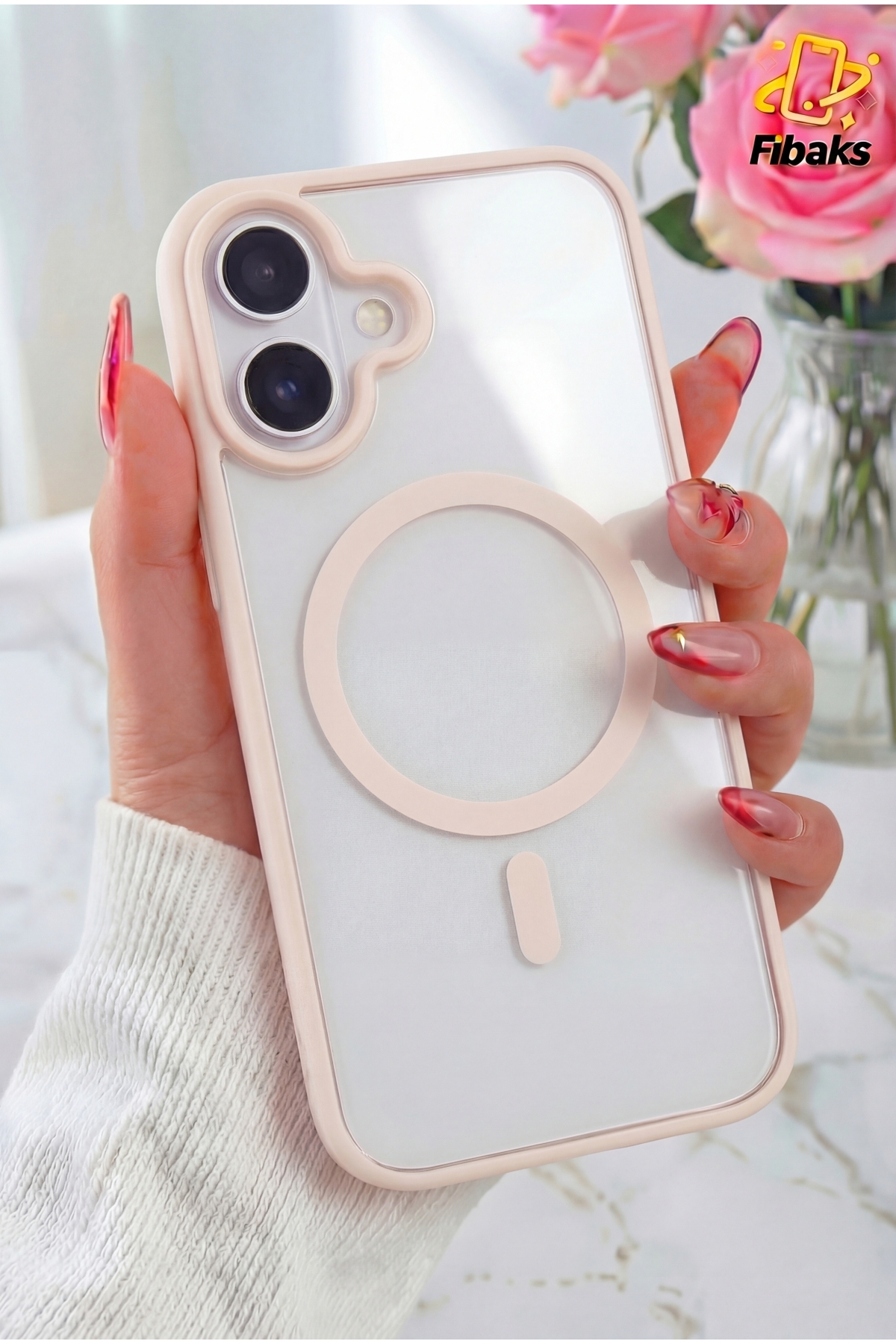 iPhone 16 Case Full Protection Colorful Hard Silicone Cover with Magsafe Wireless Charging Pink