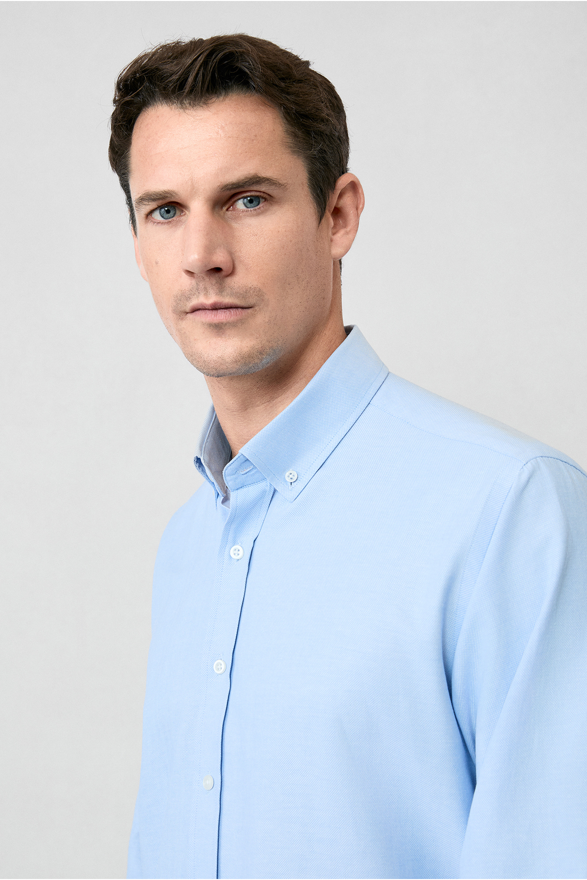 Kiğılı  Uzun Kol Regular Fit Düğmeli Yaka Pamuklu Kolay Ütülenebilir Oxford 4 Mevsim Gömlek - Görsel 4