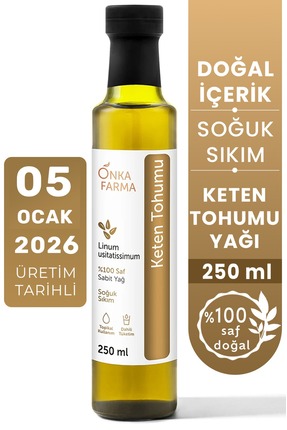 OnkaFarma Onka Farma Keten Tohumu Yağı 250 ml %100 Saf, Doğal Soğuk Sıkım Ket...