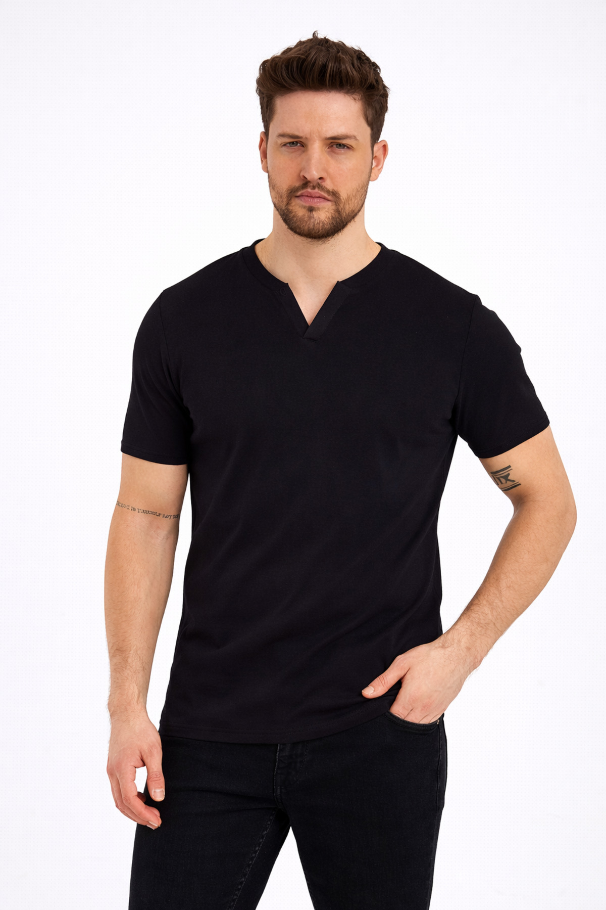 Genel Markalar  2124 Düğmeli Yaka Kısa Kol T-shırt - Görsel 4