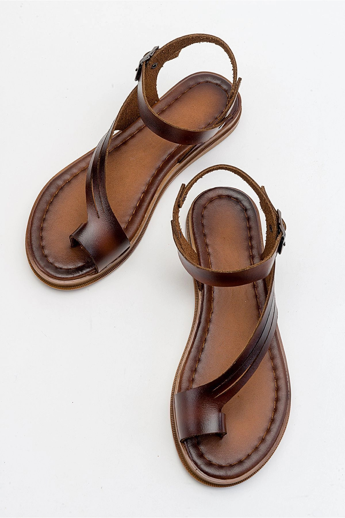 Lively Stylish  Teta Deri Parmak Arası Bodrum Sandalet