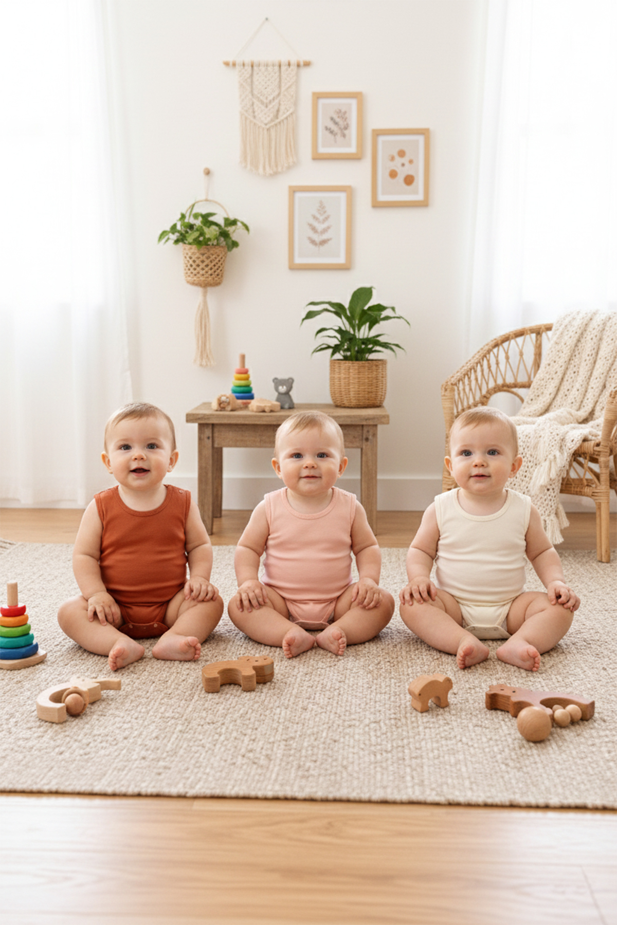 MAHFEL %100 Organik Pamuklu Çıtçıtlı Kolsuz Bebek Body Zıbın 3lü Paket fotoğrafı 2 (önizleme)