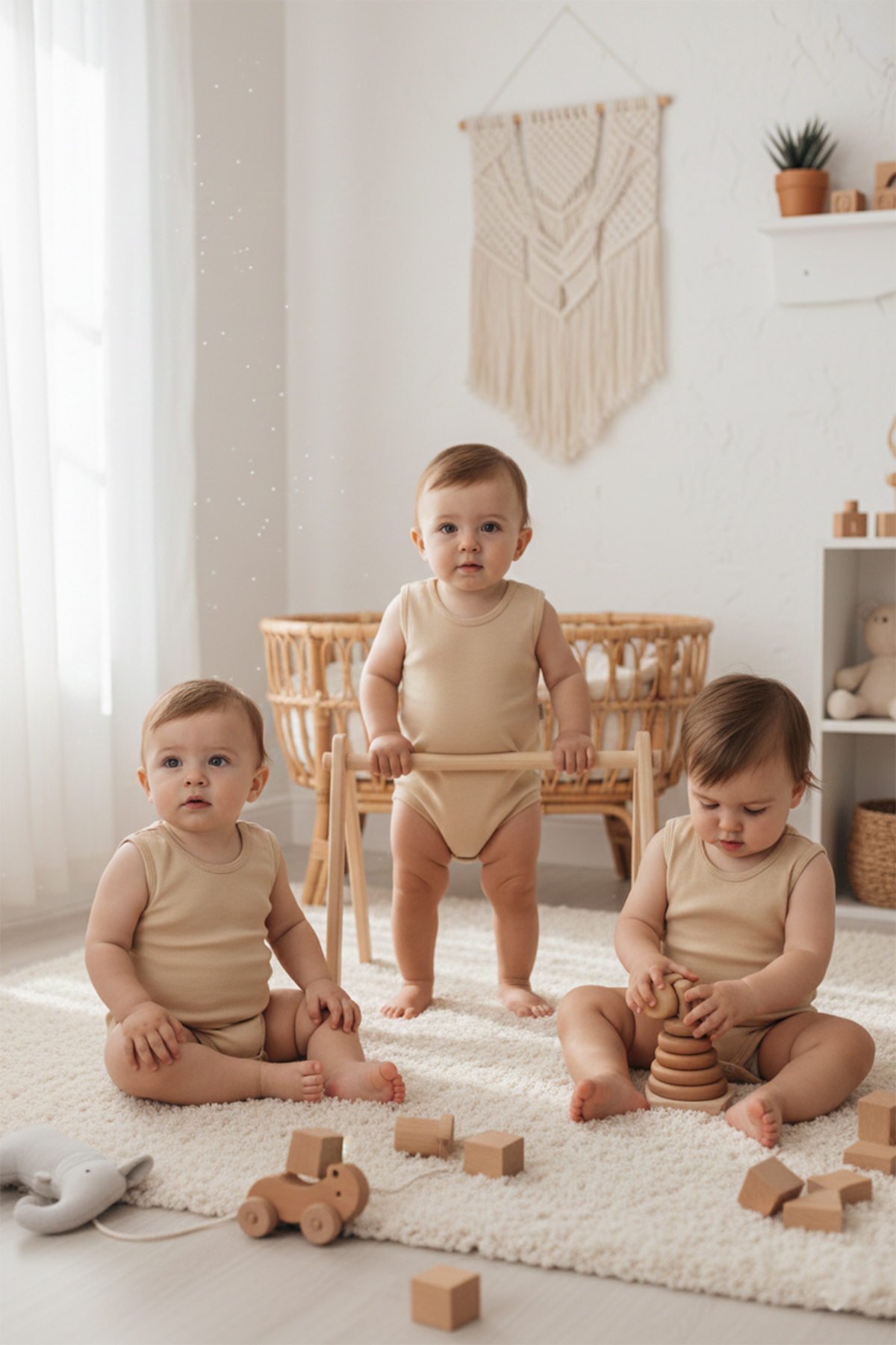 MAHFEL %100 Organik Pamuklu Çıtçıtlı Kolsuz Bebek Body Zıbın 3lü Paket fotoğrafı 2 (önizleme)