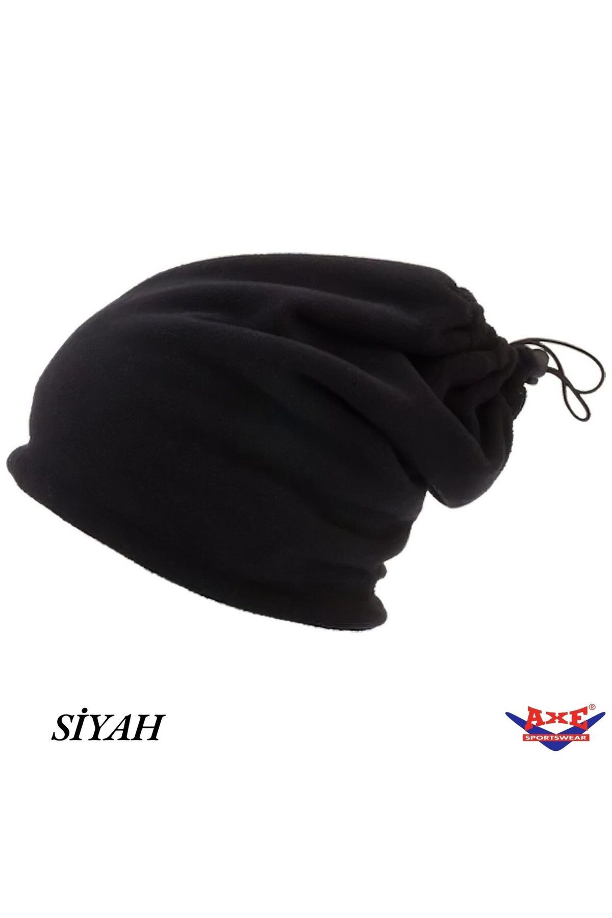 AXE SPORTSWEAR Kışlık Siyah Unisex Şapka Bere Olabilen Ipli Polar Boyunluk