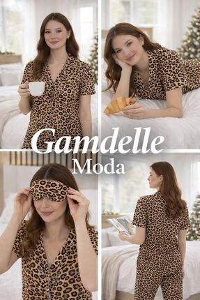 GAMDELLE MODA Kadın Leopar Desenli Pijama Takım