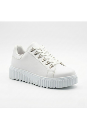 BESKAR Beyaz Çengel Detaylı Unisex Sneaker - Bilekli Rahat Kalıp Günlük Spor ...