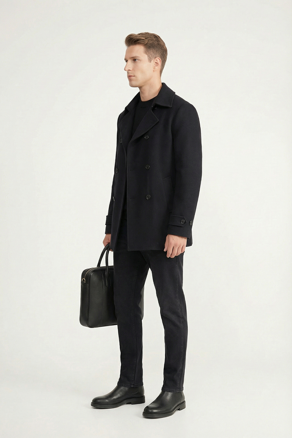 PAULMARK Erkek Bel Detaylı Kısa Kaban görsel 2