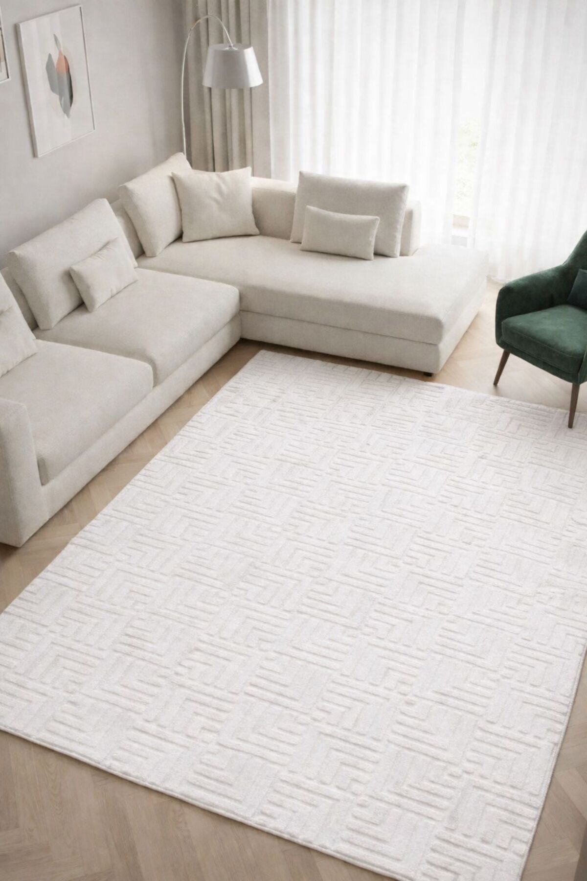 Relief Elite Curl Beige Anti-Slip Base Cutting Carpet Runner