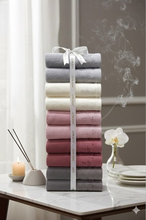 Özdilek Ditsy Havlu 10 Adet - Antrasit Mürdüm Pembe Krem Gri