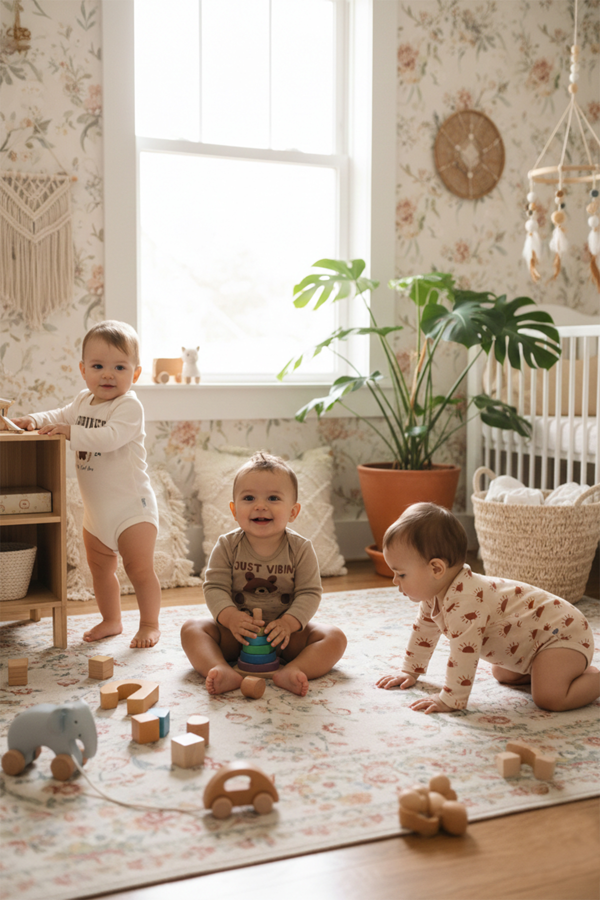 MAHFEL %100 Pamuklu 3'lü Organik Baskılı Çıtçıtlı Bebek Body Zıbın fotoğrafı 2 (önizleme)